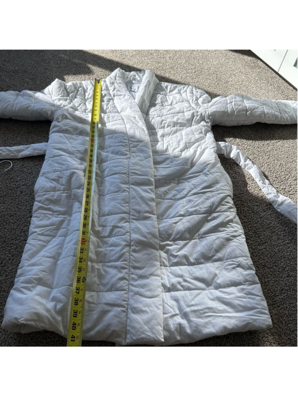 If Only Home Duvet Robe White Quilted Robe One Size Pockets - Picture 9 of 13